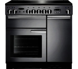 RANGEMASTER  Professional 90 Electric Ceramic Range Cooker - Stainless Steel & Chrome